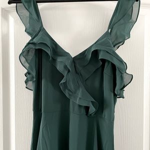 Lulu’s Adoring Glances Emerald Green Ruffled Maxi Dress - Medium